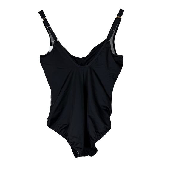 Miraclesuit NWT Solid Black Net Work Madero Underwire One Piece Swimsuit Sz 10DD - Picture 3 of 14